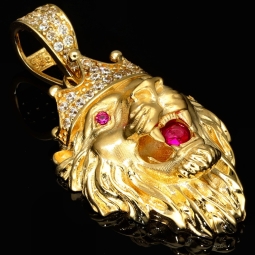 Exklusiver Löwenkopf-Anhänger aus hochwertigem 14K 585er Gold – veredelt mit zahlreichen funkelnden Zirkoniasteinen (ca. 4,4 g)