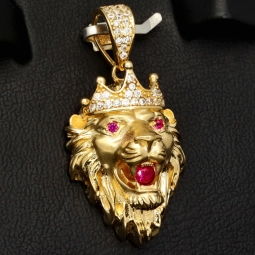 Exklusiver Löwenkopf-Anhänger aus hochwertigem 14K 585er Gold – veredelt mit zahlreichen funkelnden Zirkoniasteinen (ca. 4,4 g)
