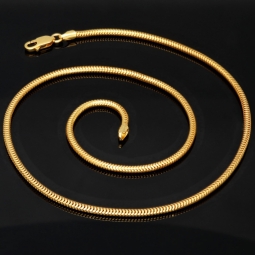 Hochwertig produzierte Schlangenkette für Damen aus funkelndem 14k / 585 Gold in ca. 45 cm und 2,4 mm