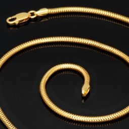 Hochwertig produzierte Schlangenkette für Damen aus funkelndem 14k / 585 Gold in ca. 45 cm und 2,4 mm