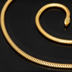 Hochwertig produzierte Schlangenkette für Damen aus funkelndem 14k / 585 Gold in ca. 45 cm und 2,4 mm
