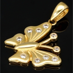 Funkelnder Schmetterling - Anhänger mit Zirkoniabesatz aus hochwertigem 585 / 14K Gold