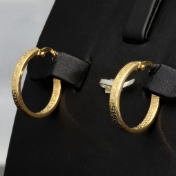 Exquisite Creolen / Ohrringe in edlem Greco-Design aus funkelndem 585 / 14K Gold