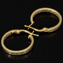 Exquisite Creolen / Ohrringe in edlem Greco-Design aus funkelndem 585 / 14K Gold