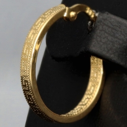 Exquisite Creolen / Ohrringe in edlem Greco-Design aus funkelndem 585 / 14K Gold