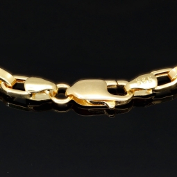 Hochwertig gearbeitetes Armband aus hochglanzpoliertem 14K / 585 Gold in stilvollem Greco-Dekor, ca. 22cm, 4mm