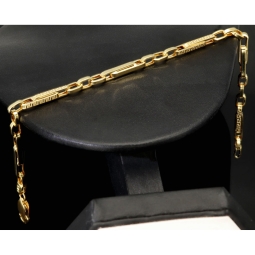 Edles Ankerarmband / Goldarmband aus funkelndem 14K / 585 Gold, hochglanzpoliert, in stilvollem Greco-Design, ca. 21cm, 4mm