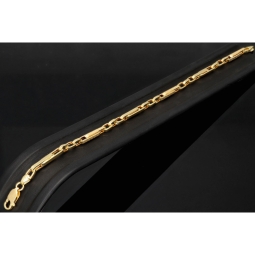 Edles Ankerarmband / Goldarmband aus funkelndem 14K / 585 Gold, hochglanzpoliert, in stilvollem Greco-Design, ca. 21cm, 4mm