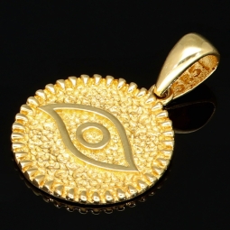 Funkelnder Anhänger mit Augen-Motiv - Evil Eye - Schutzauge aus hochwertigem Gold (14K 585 Gelbgold)