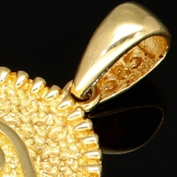 Funkelnder Anhänger mit Augen-Motiv - Evil Eye - Schutzauge aus hochwertigem Gold (14K 585 Gelbgold)