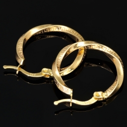 Funkelnde Twist - Creolen mit zeitlosen Greco - Design aus 585er (14K) Gelbgold
