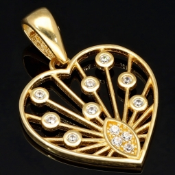 Edler Herz-Anhänger, filigran gearbeitet mit besonderem Design 585er 14K Gold (Gelbgold) mit Zirkonia besetzt