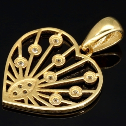 Edler Herz-Anhänger, filigran gearbeitet mit besonderem Design 585er 14K Gold (Gelbgold) mit Zirkonia besetzt
