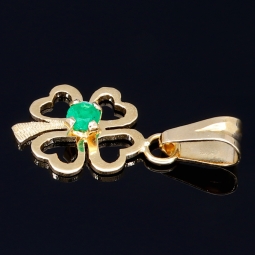 Exquisiter Kleeblatt - Anhänger mit kolumbianischen Smaragden in hochwertigem 18K / 750 Gold gefasst