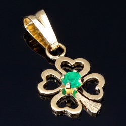 Exquisiter Kleeblatt - Anhänger mit kolumbianischen Smaragden in hochwertigem 18K / 750 Gold gefasst