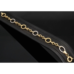 Glänzendes Bicolor-Ankerarmband aus 14K (585) Gold – Kombination aus Gelb- und Weißgold mit hochwertig gearbeiteten Infinity-Elementen (ca. 21cm)
