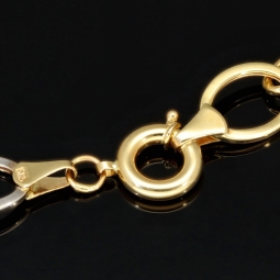 Glänzendes Bicolor-Ankerarmband aus 14K (585) Gold – Kombination aus Gelb- und Weißgold mit hochwertig gearbeiteten Infinity-Elementen (ca. 21cm)