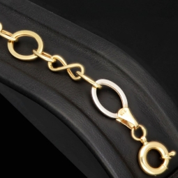 Glänzendes Bicolor-Ankerarmband aus 14K (585) Gold – Kombination aus Gelb- und Weißgold mit hochwertig gearbeiteten Infinity-Elementen (ca. 21cm)
