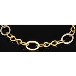 Glänzendes Bicolor-Ankerarmband aus 14K (585) Gold – Kombination aus Gelb- und Weißgold mit hochwertig gearbeiteten Infinity-Elementen (ca. 21cm)