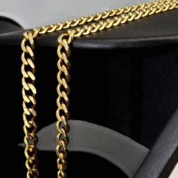 Noble Panzerkette aus massivem Gelbgold (14K, 585 Gold) in ca. 5 mm, 55cm