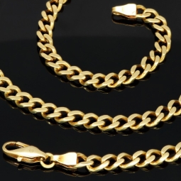 Noble Panzerkette aus massivem Gelbgold (14K, 585 Gold) in ca. 5 mm, 55cm