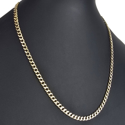 Noble Panzerkette aus massivem Gelbgold (14K, 585 Gold) in ca. 5 mm, 55cm