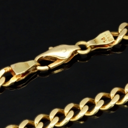 Noble Panzerkette aus massivem Gelbgold (14K, 585 Gold) in ca. 5 mm, 55cm