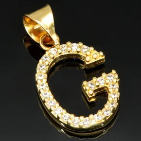 Stilvoller 14K 585 Gold-Anhänger Buchstabe "G" mit funkelndem Zirkoniabesatz