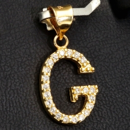 Stilvoller 14K 585 Gold-Anhänger Buchstabe G mit funkelndem Zirkoniabesatz