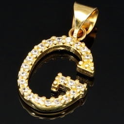 Stilvoller 14K 585 Gold-Anhänger Buchstabe G mit funkelndem Zirkoniabesatz