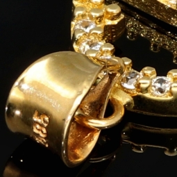 Stilvoller 14K 585 Gold-Anhänger Buchstabe G mit funkelndem Zirkoniabesatz