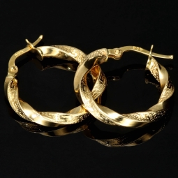 Glänzende Greco-Creolen in zeitlosem Twist-Design aus funkelndem 585er / 14K Gold