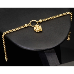 Funkelndes Ankerarmband aus hochwertigem 585 14K Gold (Gelbgold) mit fein gearbeitetem Kleeblatt-Charm mit Zirkoniabesatz - ca. 18,5-19,5 cm verstellbar, ca. 3mm