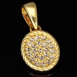 Edler, kleiner, ovaler Anhänger im Vintage-Stil aus funkelndem 14K 585 Gold (Gelbgold)