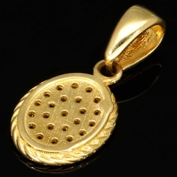 Edler, kleiner, ovaler Anhänger im Vintage-Stil aus funkelndem 14K 585 Gold (Gelbgold)