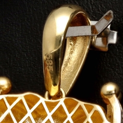 Exklusiver Löwenkopf-Anhänger aus hochwertigem Bicolor 14k 585 Gold (Gelbgold und Weißgold) mit funkelnden Zirkoniasteinen besetzt – (ca. 10,6 g)