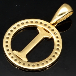 Exquisiter Anhänger aus  14K 585 Gold - Buchstabe I mit strahlenden Zirkonia besetzt
