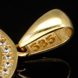 Exquisiter Anhänger aus  14K 585 Gold - Buchstabe I mit strahlenden Zirkonia besetzt