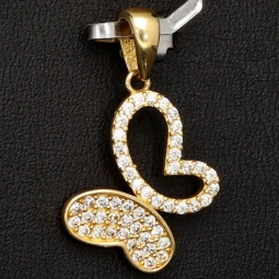 Edler Schmetterling - Goldanhänger aus 14K 585er Gold, präzise besetzt mit fein gefassten Zirkonia-Steinen