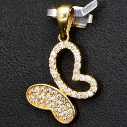 Edler Schmetterling - Goldanhänger aus 14K 585er Gold, präzise besetzt mit fein gefassten Zirkonia-Steinen