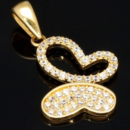 Edler Schmetterling - Goldanhänger aus 14K 585er Gold, präzise besetzt mit fein gefassten Zirkonia-Steinen