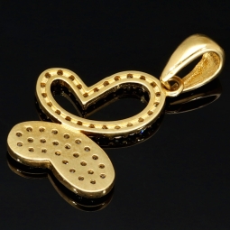 Edler Schmetterling - Goldanhänger aus 14K 585er Gold, präzise besetzt mit fein gefassten Zirkonia-Steinen