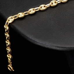 Glänzendes Bohnenarmband / Gold-Armband aus edlem 14K 585 Gold (Gelbgold), ca. 19 cm lang, ca. 4mm