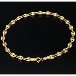 Glänzendes Bohnenarmband / Gold-Armband aus edlem 14K 585 Gold (Gelbgold), ca. 19 cm lang, ca. 4mm