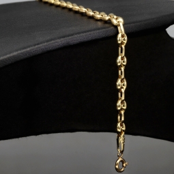 Glänzendes Bohnenarmband / Gold-Armband aus edlem 14K 585 Gold (Gelbgold), ca. 19 cm lang, ca. 4mm