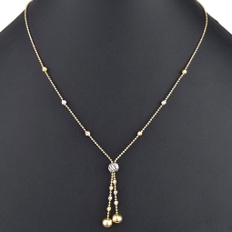 Exklusive Lariat-Kugelkette / Y-Goldkette bestückt mit mehreren Goldkügelchen aus Tricolor 14K 585 Gold (Gelbgold, Weißgold und Roségold) für Damen in ca 45 cm Länge