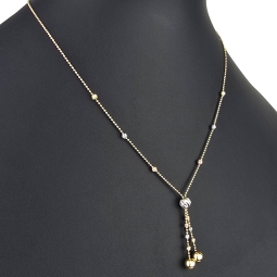 Exklusive Lariat-Kugelkette / Y-Goldkette bestückt mit mehreren Goldkügelchen aus Tricolor 14K 585 Gold (Gelbgold, Weißgold und Roségold) für Damen in ca 45 cm Länge