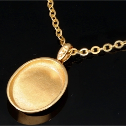 Funkelnde Ankerkette / Goldkette aus hochwertigem 14K 585er Gold (Gelbgold) mit edlem Amulatt im Vintage-Stil (verstellbar 43,5cm oder 49cm)