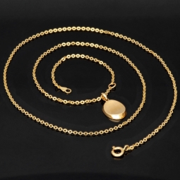 Funkelnde Ankerkette / Goldkette aus hochwertigem 14K 585er Gold (Gelbgold) mit edlem Amulatt im Vintage-Stil (verstellbar 43,5cm oder 49cm)