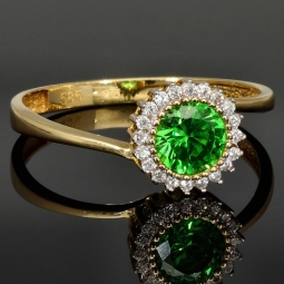 Eleganter Ring für Damen aus 14K 585 Gold besetzt mit vielen funkelnden Zirkoniasteinen RG ca.56